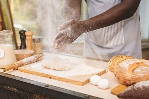Baking,Process.,Cheerful,Dark,Skinned,African,American,Male,Wears,Apron, Get Creative
